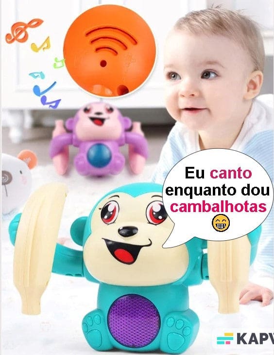 Banana Monkey - Macaquinho Interativo - Dá Cambalhota, Tem Música e Luzes